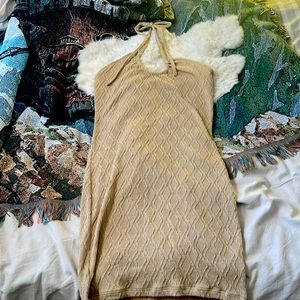 H&M DIVIDED Tan Knitted Style Halter-neck Body-con Dress